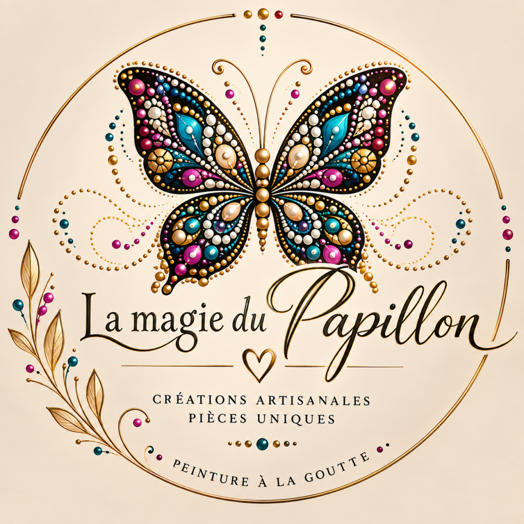 Logo la magie du papillon- créations artisanales peintes à la main